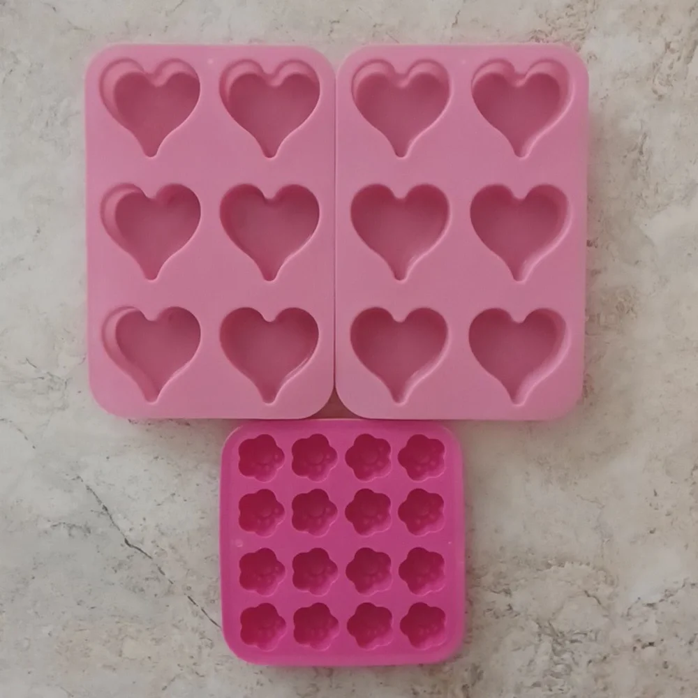 Silicone Heart Molds & Bonus Flower Ice Mold
